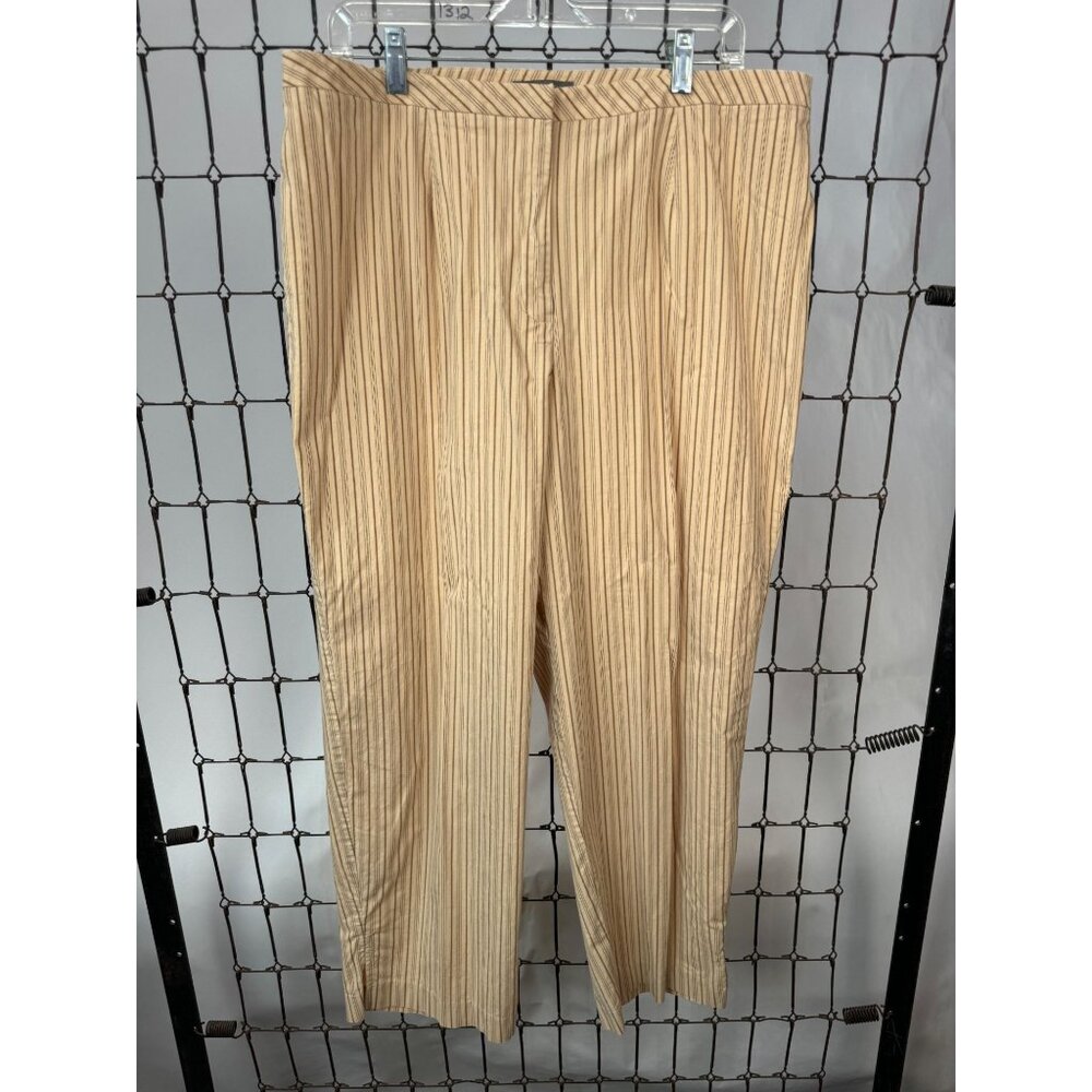 Maggie McNaughton Womens Stretch Beige Pinstripe Pants 18W Cotton/Spandex